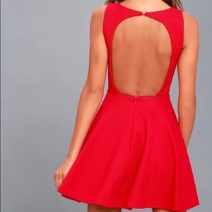 Lulus ❤️Gal about town red skater open back dress